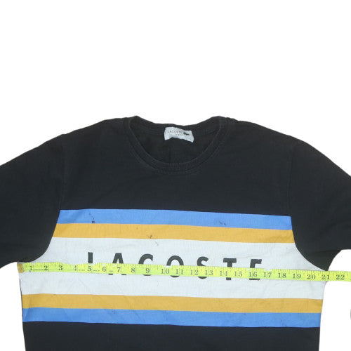 Lacoste Men's Black Slim Fit Logo Stripe Pullover Sweatshirt L