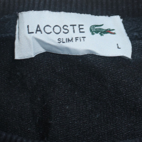Lacoste Men's Black Slim Fit Logo Stripe Pullover Sweatshirt L