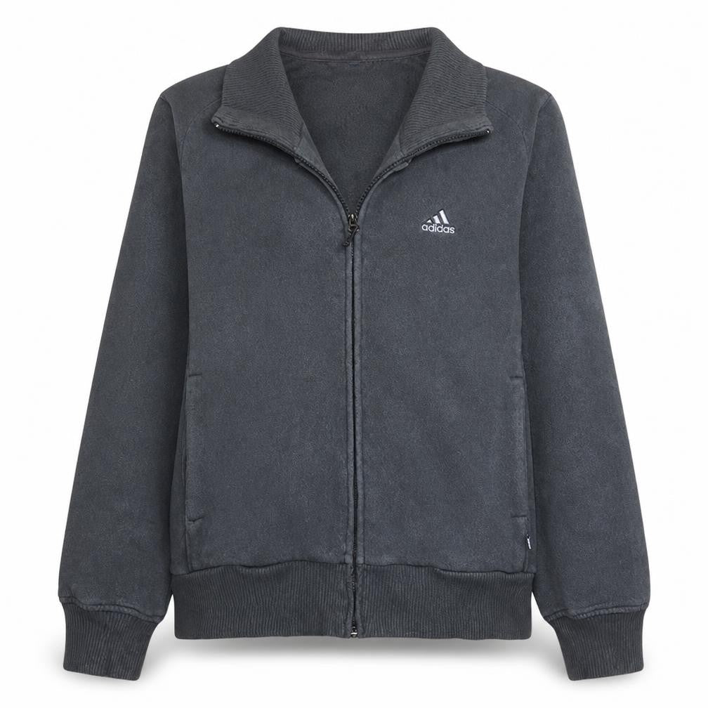 Adidas Women Grey Full Zip Sweatshirt Size 12 Fleece Lined Classic