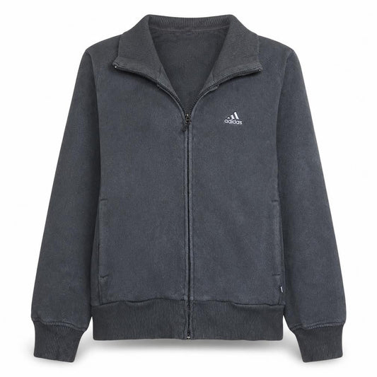 Adidas Women Grey Full Zip Sweatshirt Size 12 Fleece Lined Classic
