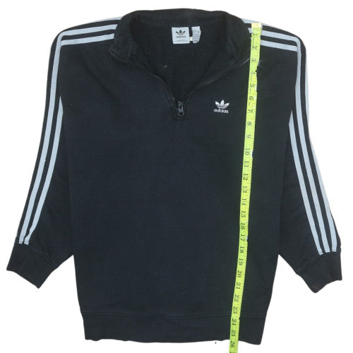 Adidas Women Black 1/4 Zip Sweatshirt UK 8 Classic Logo Pullover