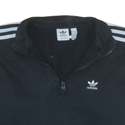 Additional view of Adidas Women Black 1/4 Zip Sweatshirt UK 8 Classic Logo Pullover