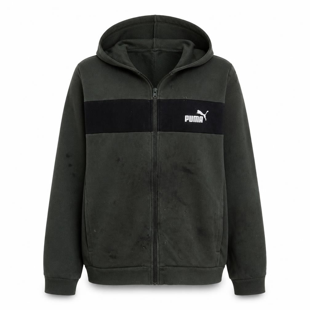 Puma Men’s Green Full Zip Hoodie XL Marksman Logo Style