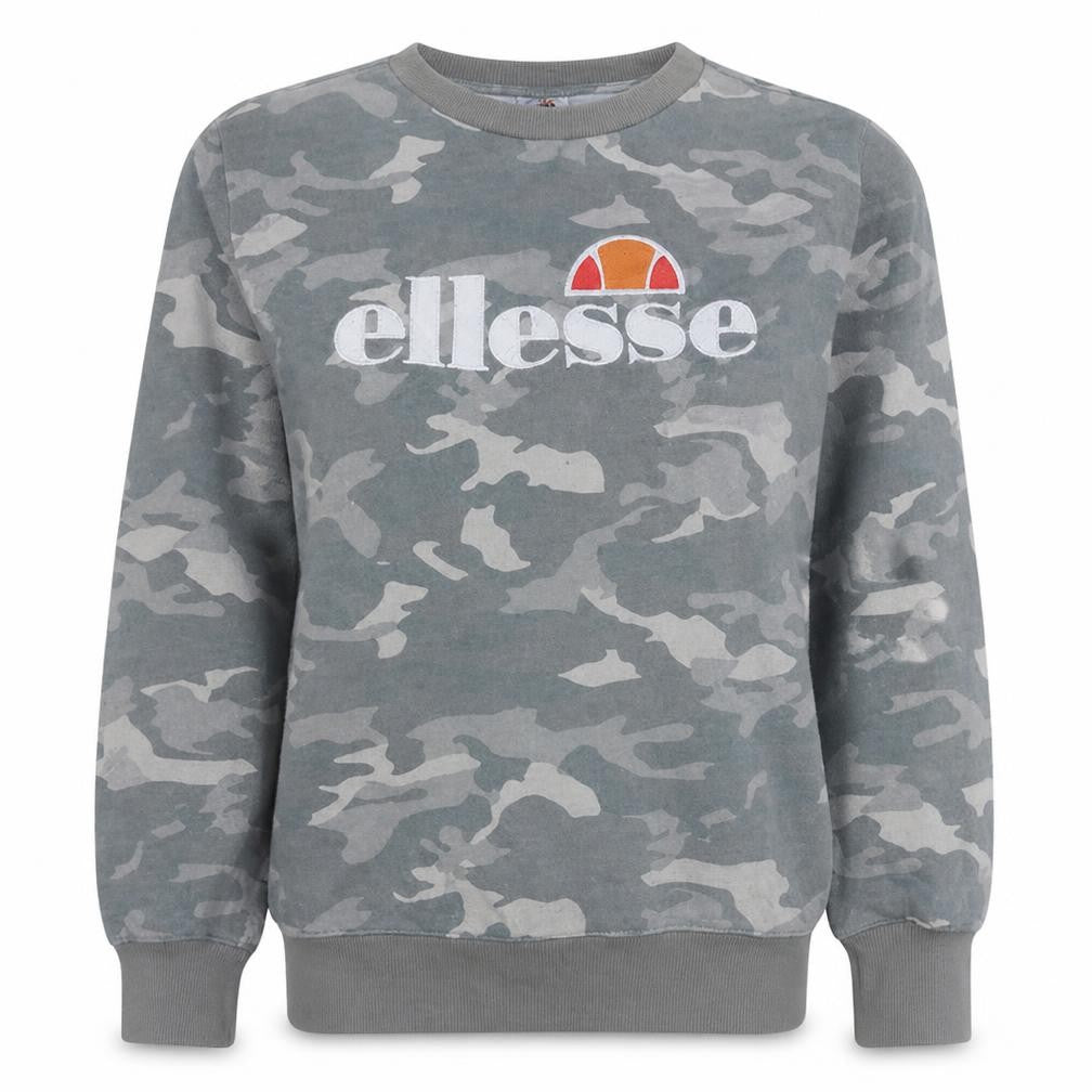 Ellesse Womens Grey Camouflage Crew Neck Sweatshirt UK 12