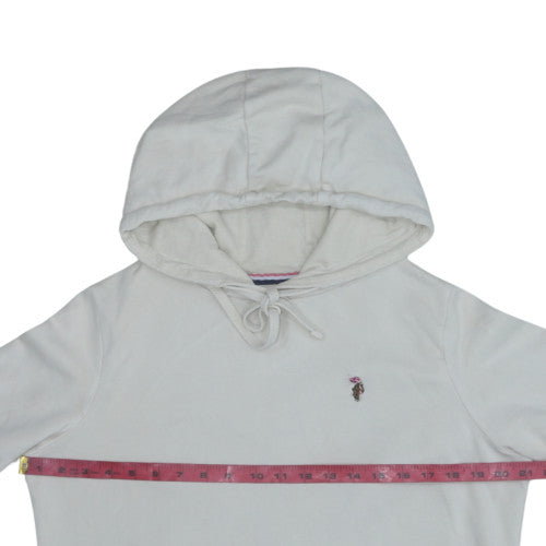 U.S. Polo Assn Women White Seed Pearl Hoodie M Cotton Blend Pullover