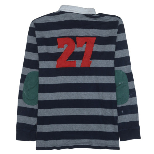 Lacoste Men's Blue Striped Collared Henley Sweatshirt XL