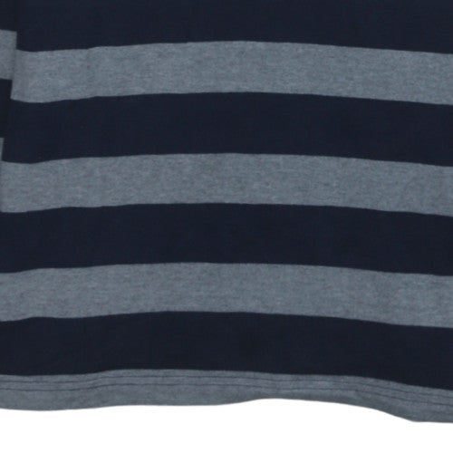 Lacoste Men's Blue Striped Collared Henley Sweatshirt XL