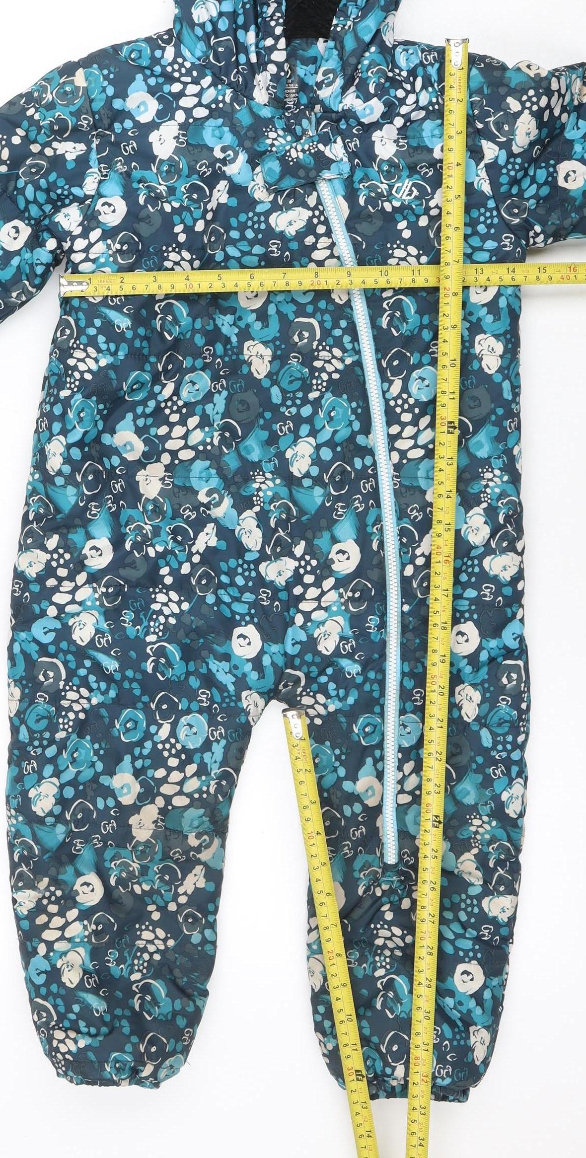 Dare 2B Girls Blue Floral Hooded Winter Snowsuit Size 3 Years