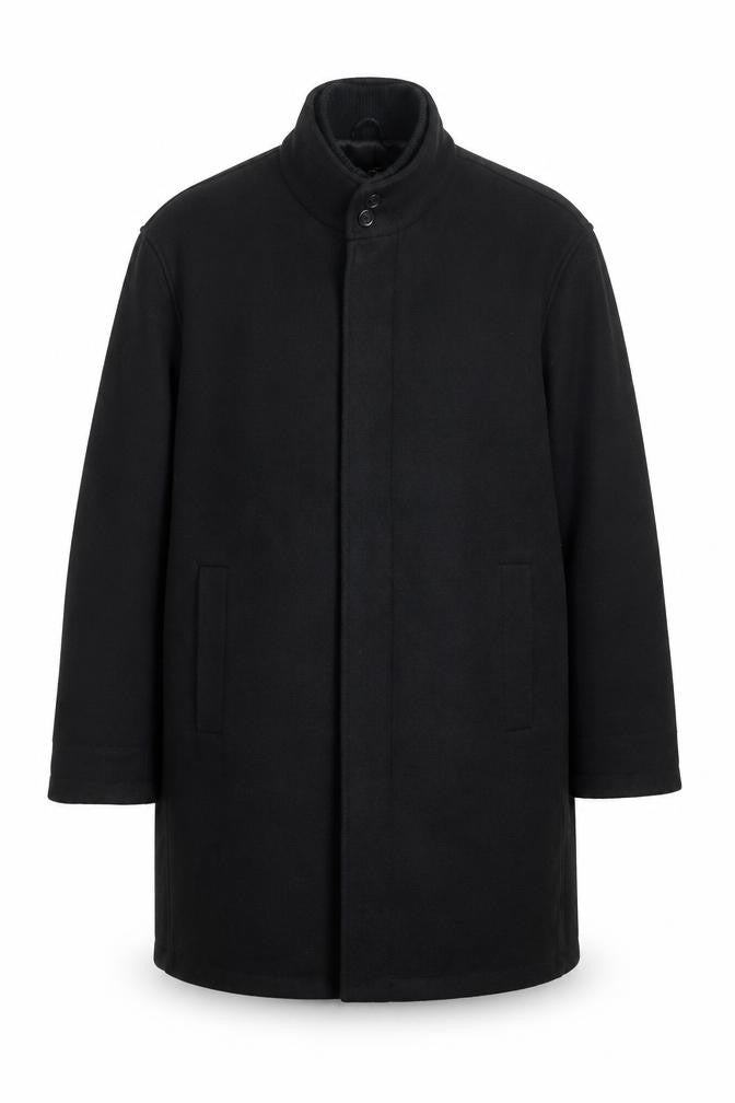 Next Mens Black 2XL Classic Mid-Length Overcoat