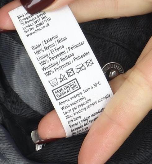 BHS Men’s Black XL Parka Jacket Nylon Mid-Length Winter Coat