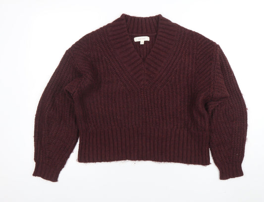 Marks and Spencer Per Una Women's Brown V-Neck Chunky Knit Jumper Size M