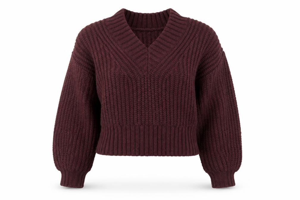 Marks & Spencer Per Una Women's Brown V-Neck Chunky Knit Jumper Size M