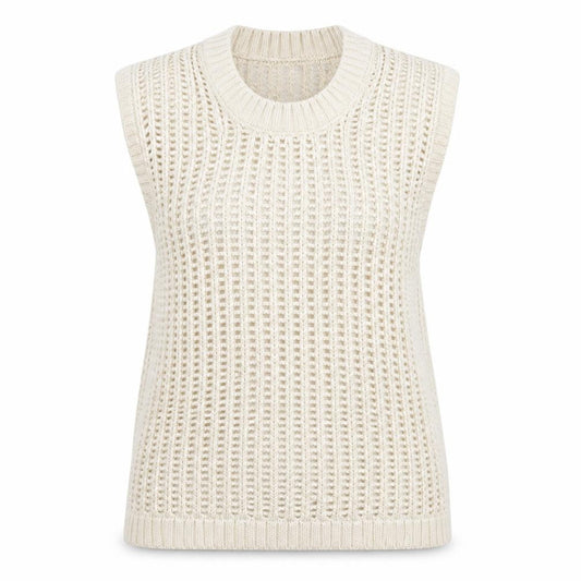 Hollister Women's Beige XS Open Knit Sleeveless Cotton Vest
