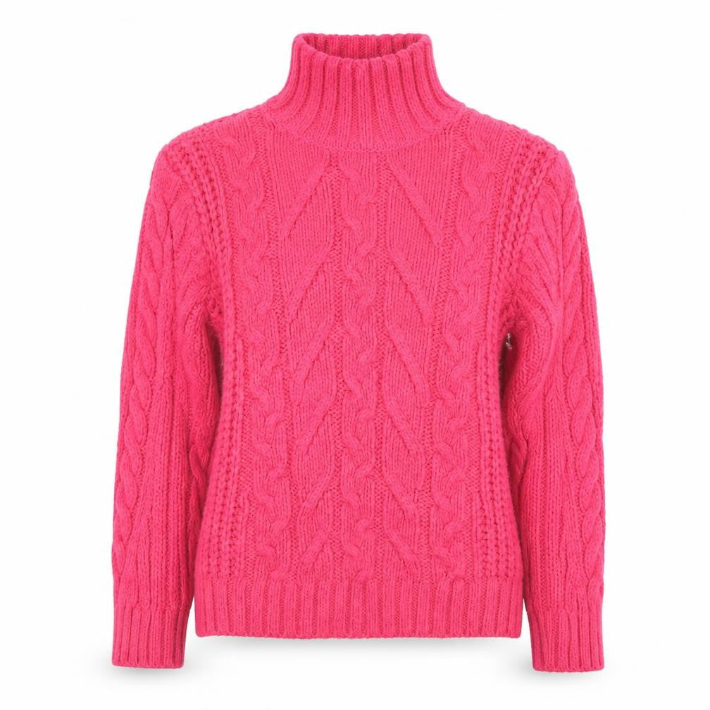 Marks & Spencer Women’s Pink Roll Neck Chunky Cable Knit Jumper Size S