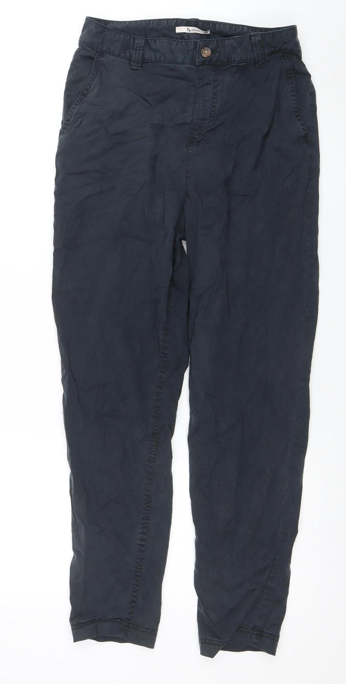 Tu Women Black 10S Chino Twill Stretch Tapered Trousers