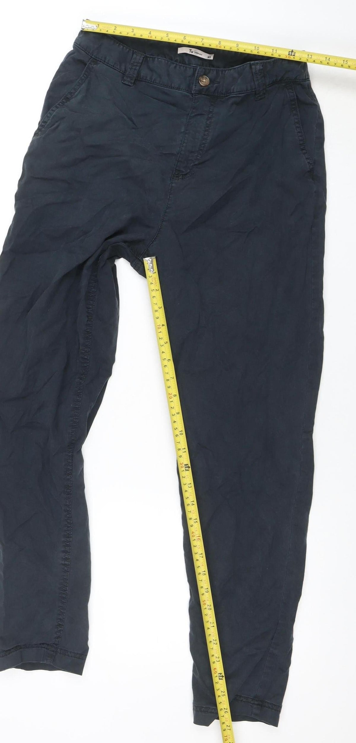 Tu Women Black 10S Chino Twill Stretch Tapered Trousers