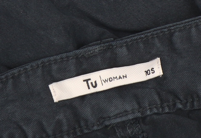Tu Women Black 10S Chino Twill Stretch Tapered Trousers