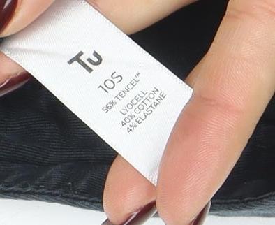 Tu Women Black 10S Chino Twill Stretch Tapered Trousers