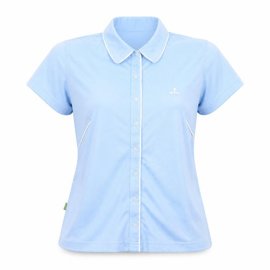 BACKTEE Women's Blue Short Sleeve Collared Polo Shirt Size M