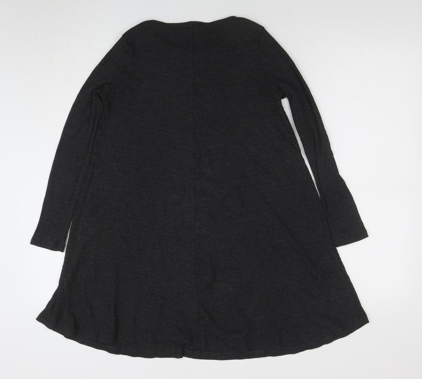 Mango Women Black Knit Long Sleeve A-Line Knee Length Dress Size 10