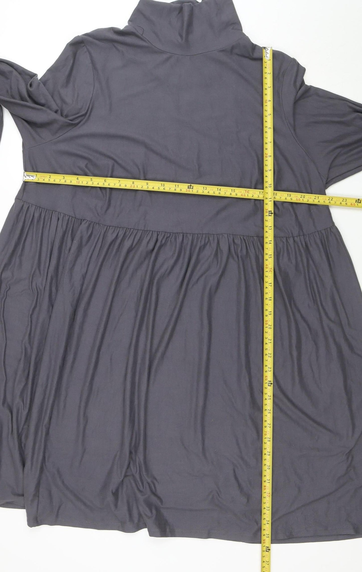 Simply Be Women Grey Size 22 Shift Dress Long Sleeve High Neck