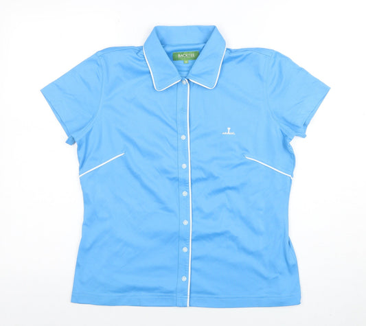 BACKTEE Women's Blue Short Sleeve Collared Polo Shirt M