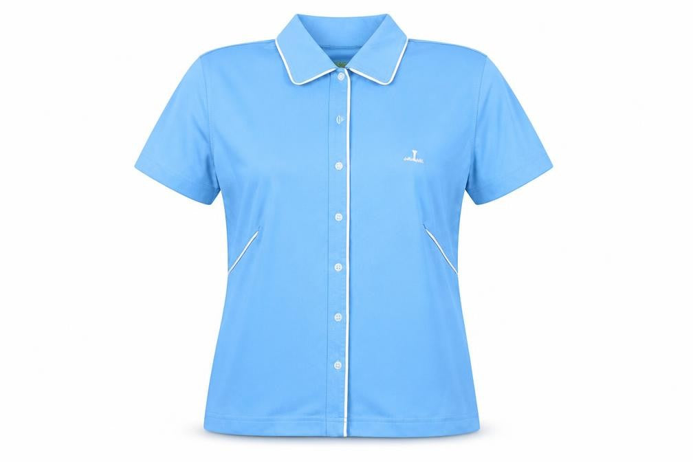 BACKTEE Women's Blue Short Sleeve Collared Polo Shirt M
