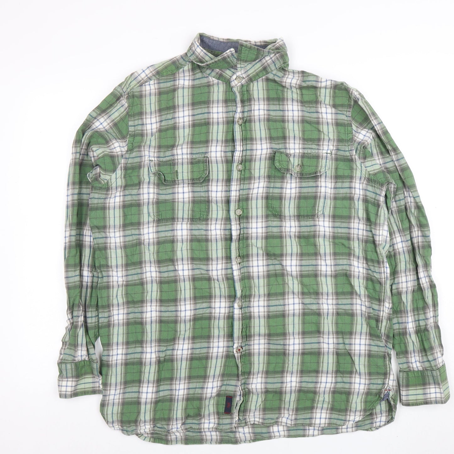 Hudson North Men's Green Plaid Cotton Button-Up Shirt Size L
