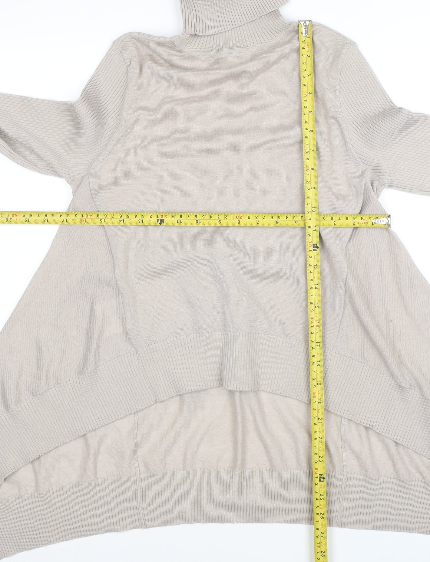 Karen Millen Women Beige Roll Neck Merino Wool Jumper Size 10