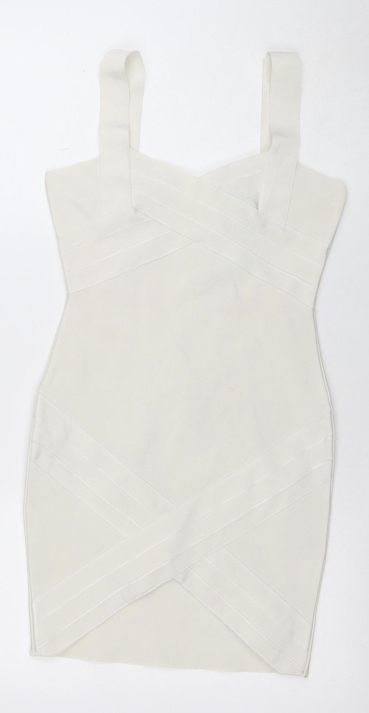 FRIME Women’s Ivory Sleeveless Bodycon Short Dress Size S