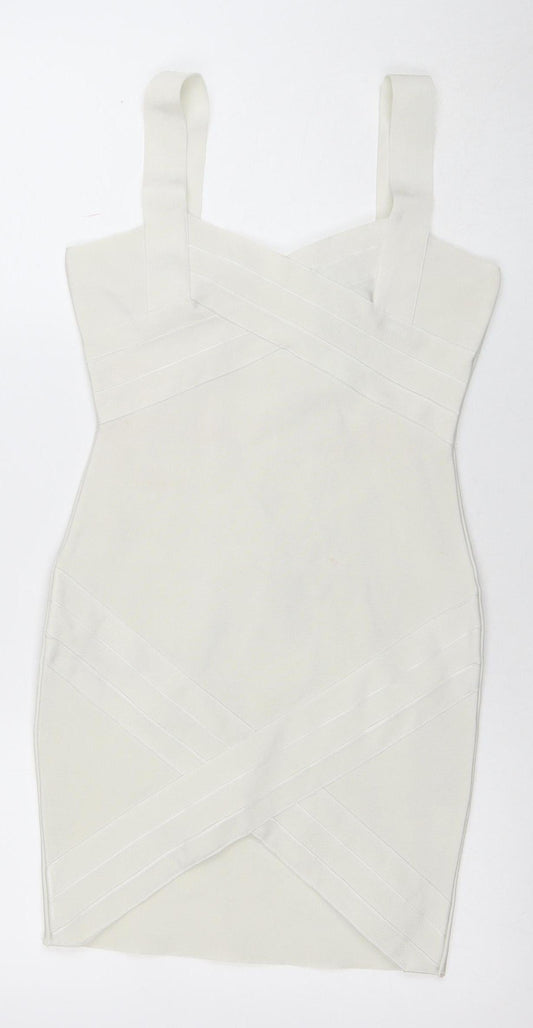 FRIME Women’s Ivory Sleeveless Bodycon Short Dress Size S
