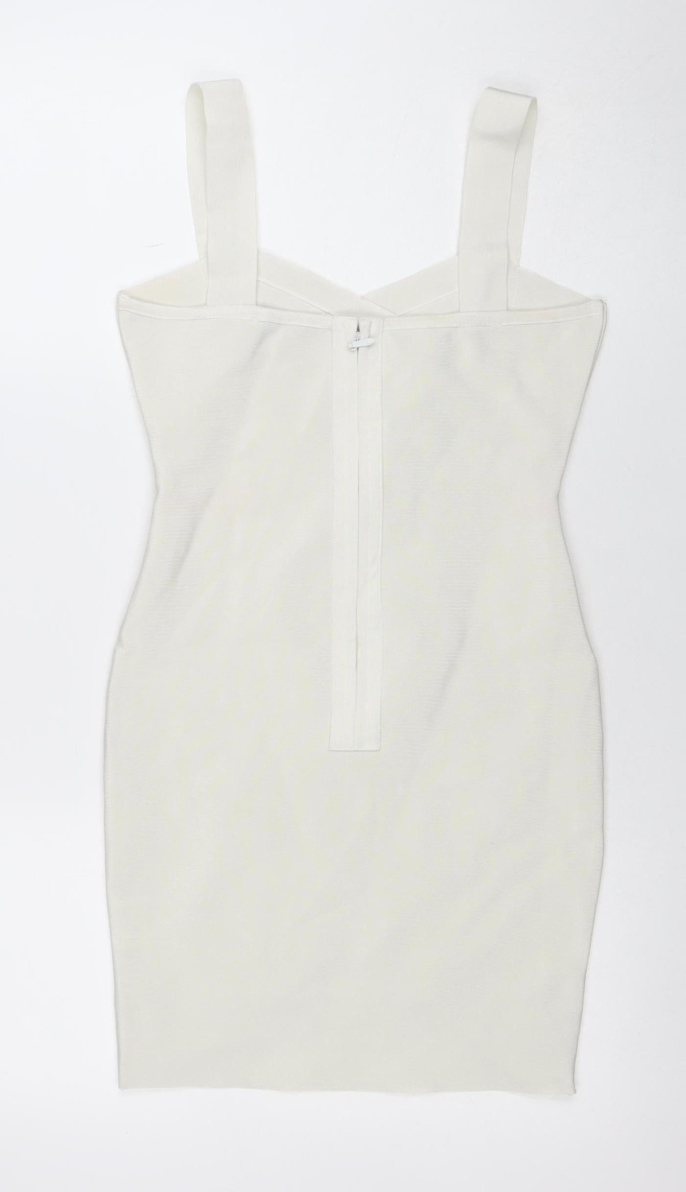 FRIME Women’s Ivory Sleeveless Bodycon Short Dress Size S