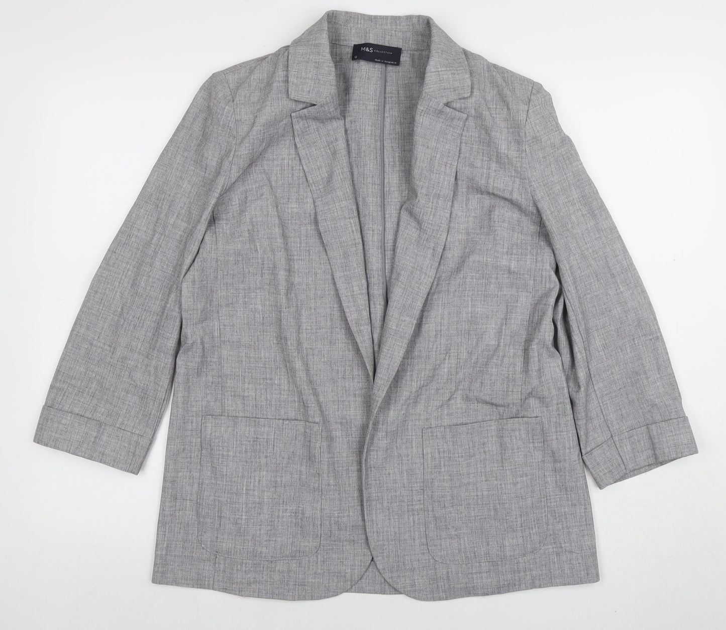 Marks and Spencer Grey Regular Fit Women's Blazer UK 12