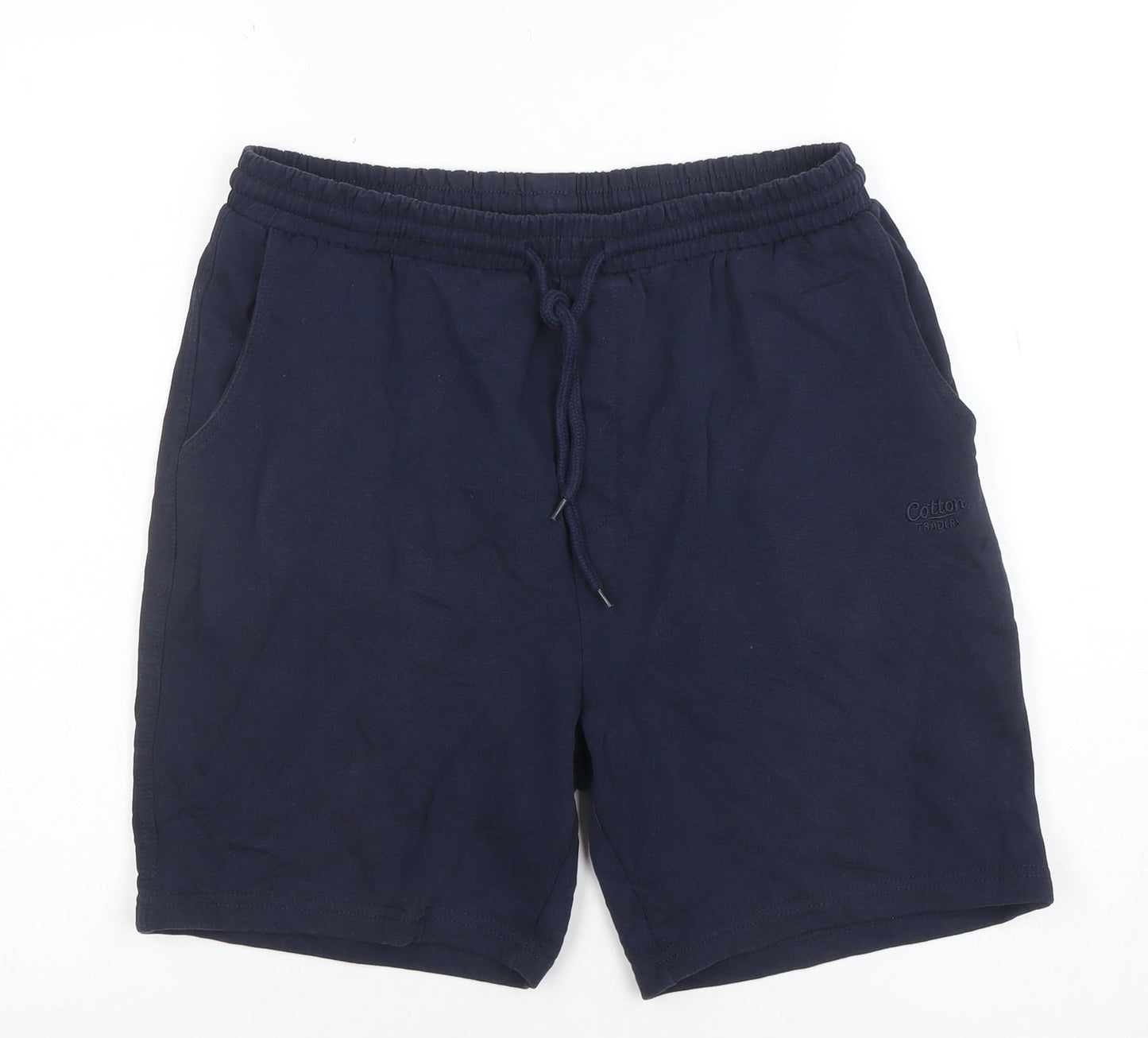Cotton Traders Men's Navy Blue Sweat Shorts Size S Elastic Waist