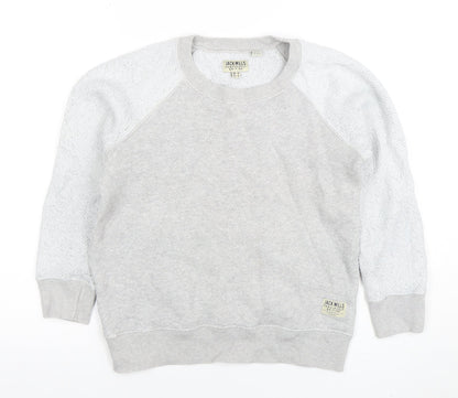 Jack Wills Women's Grey Crew Neck Pullover Sweatshirt UK 8 Cotton Blend