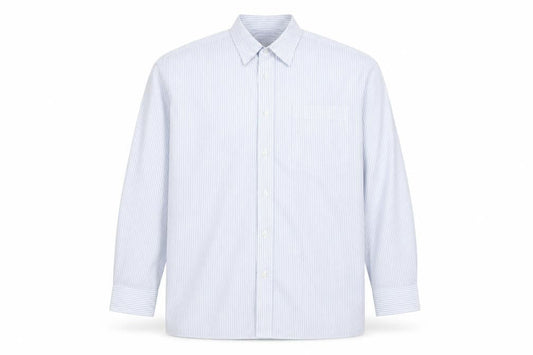 Peter England Men's Blue Striped Long Sleeve Cotton Blend Shirt 17 Regular Fit