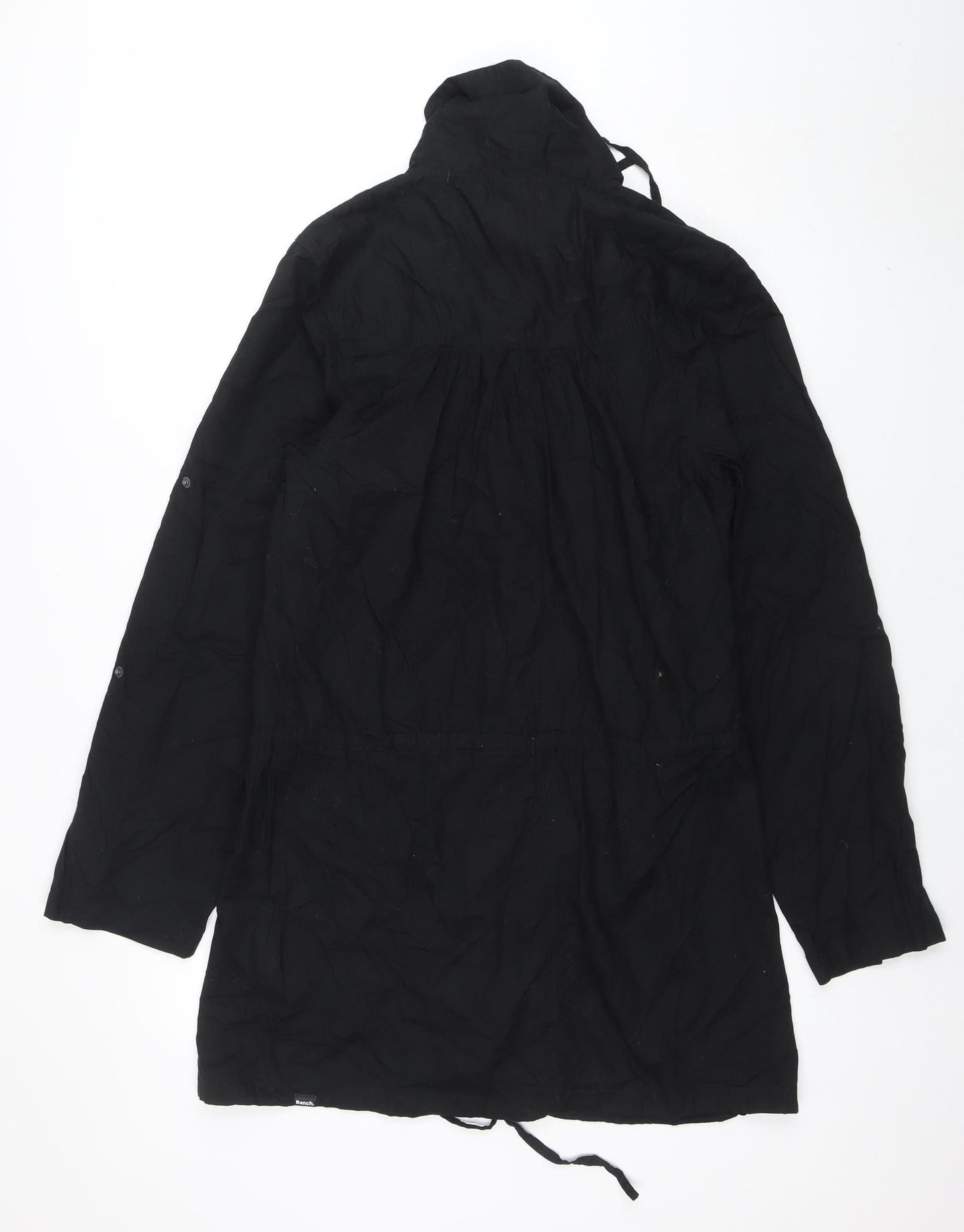 Bench Women's Black Long Hooded Cotton Parka Jacket Size M
