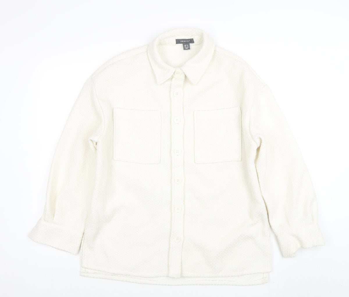 Primark Women Ivory Bouclé Button Up Regular Fit Blazer Size 10