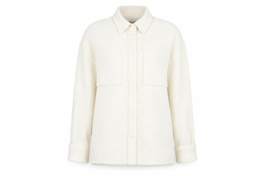 Primark Women Ivory Bouclé Button Up Regular Fit Blazer Size 10