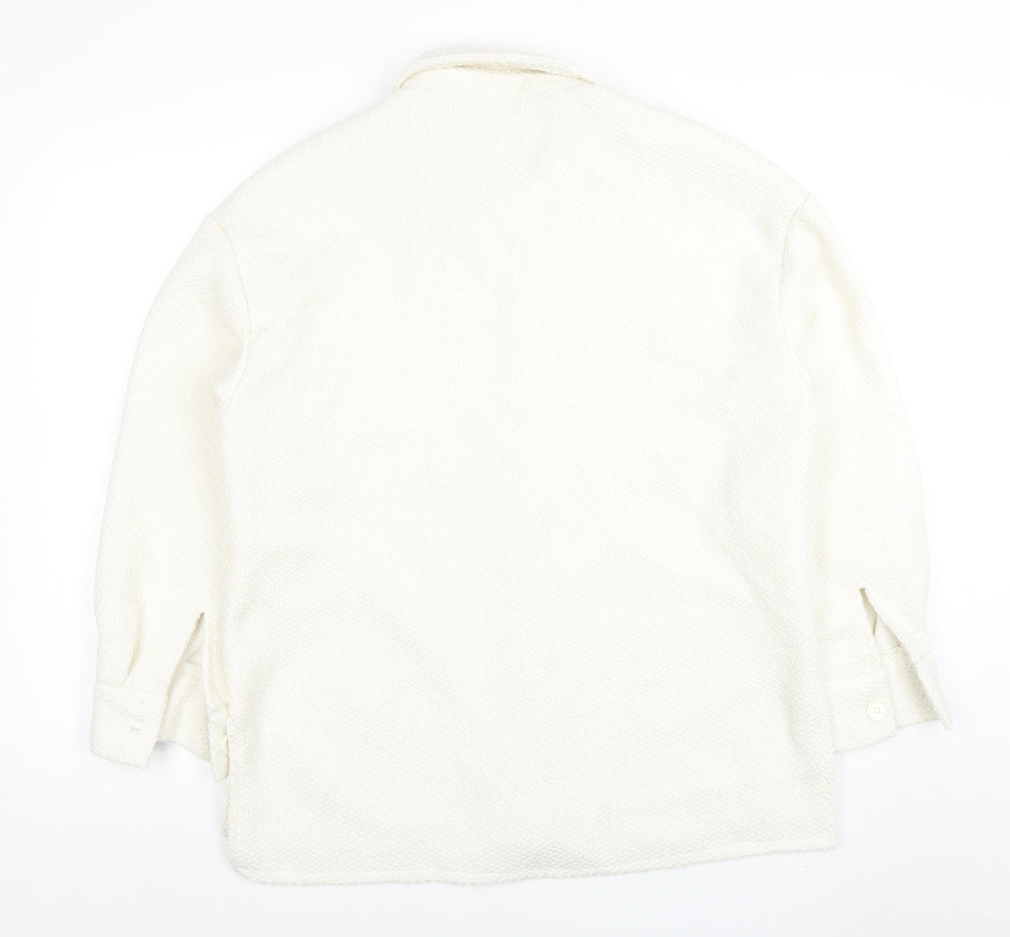Primark Women Ivory Bouclé Button Up Regular Fit Blazer Size 10