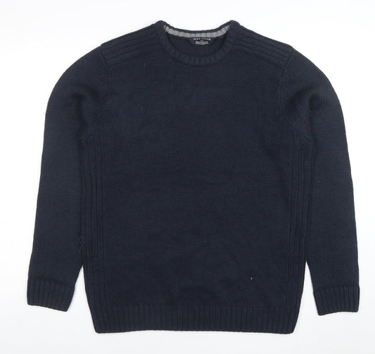 Kensington Eastside Men's Blue Crew Neck Acrylic Pullover Jumper Size L