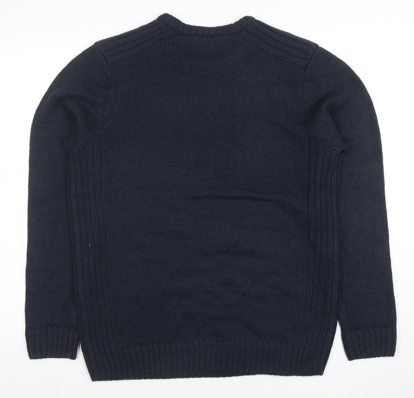 Kensington Eastside Men's Blue Crew Neck Acrylic Pullover Jumper Size L