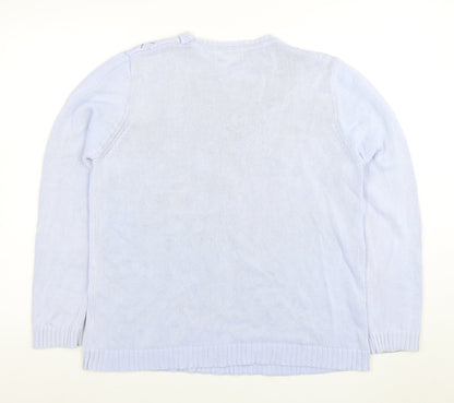 Jumper Womens Blue Cotton Cable-Knit Pullover L