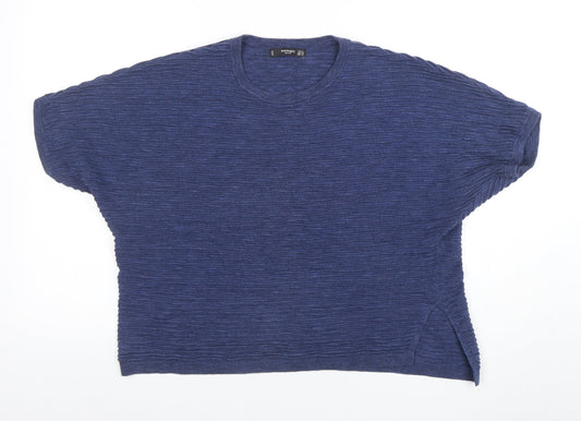 Mango Women Blue XS Relaxed Knit Basic T-Shirt