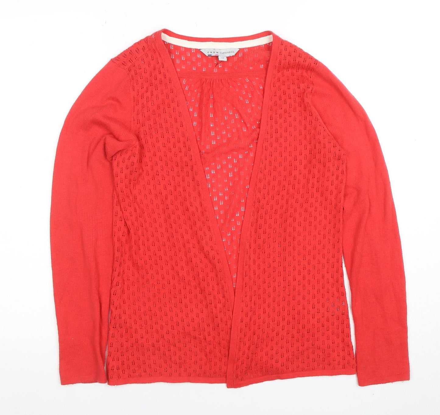Crew Clothing Co. Women Red Cotton Cardigan Size 10 V-Neck Knit
