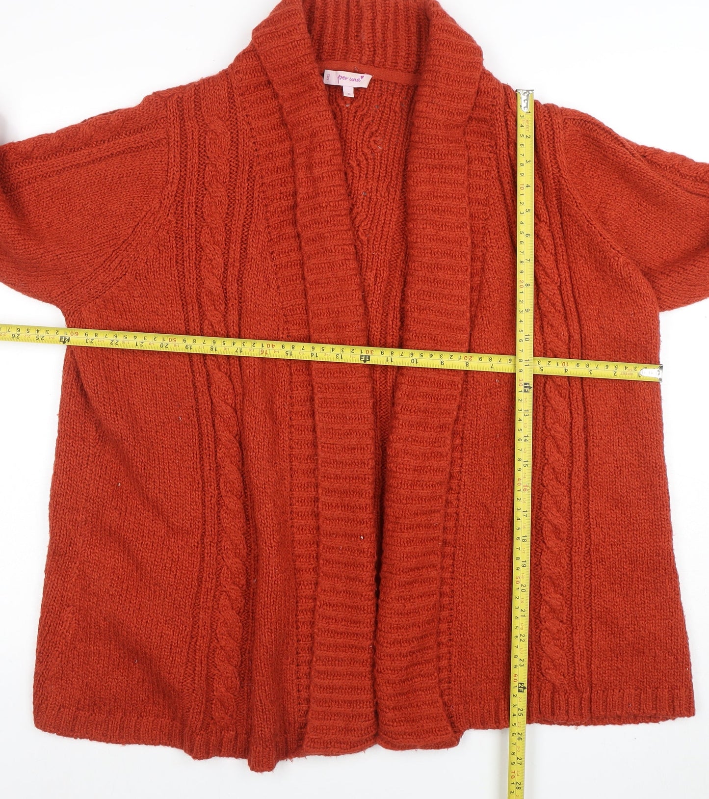 Marks and Spencer Per Una Women Red Wool Cable Knit Cardigan XL