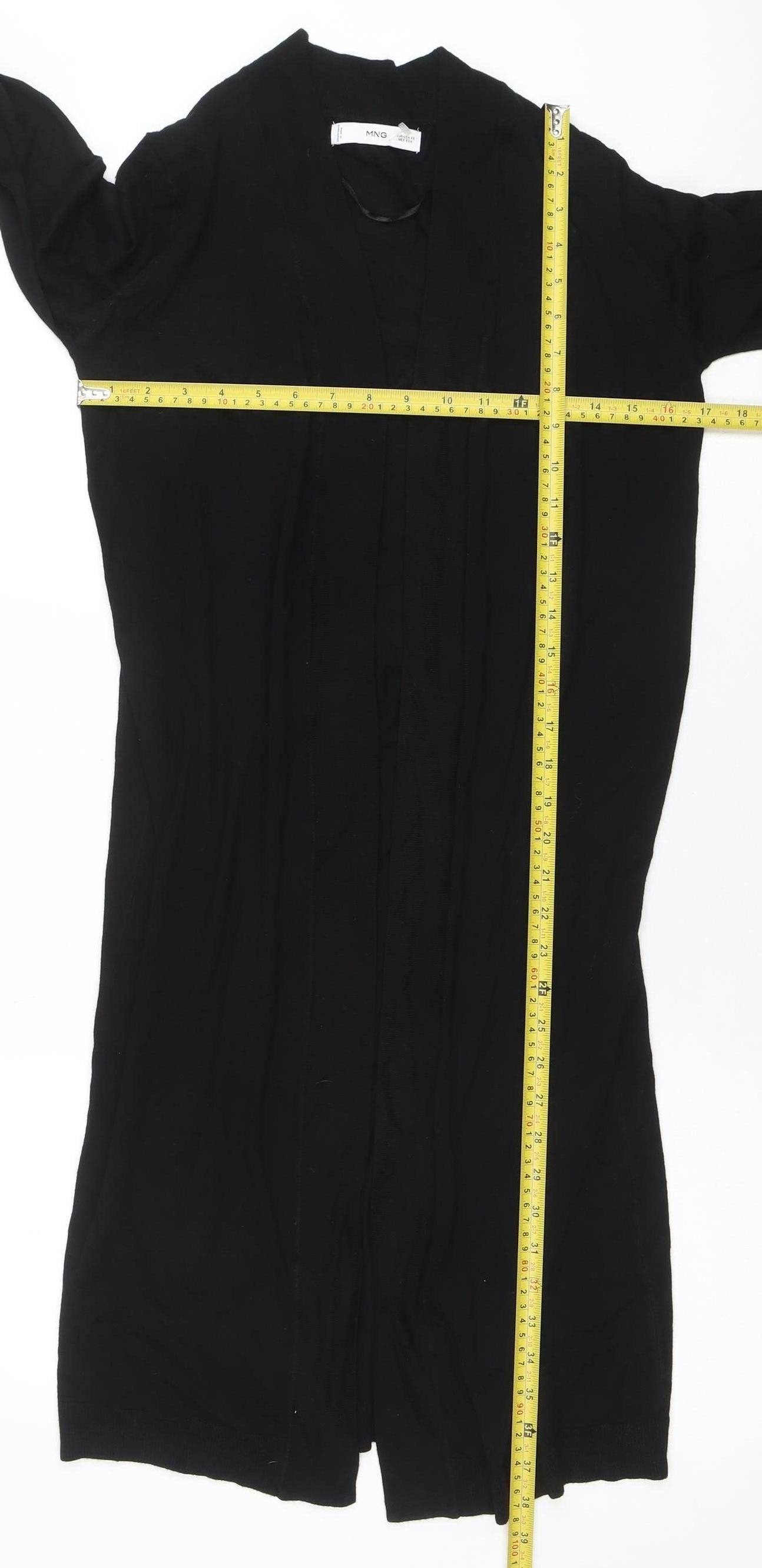 MNG Women's Black Viscose Longline Knit Cardigan 2XS