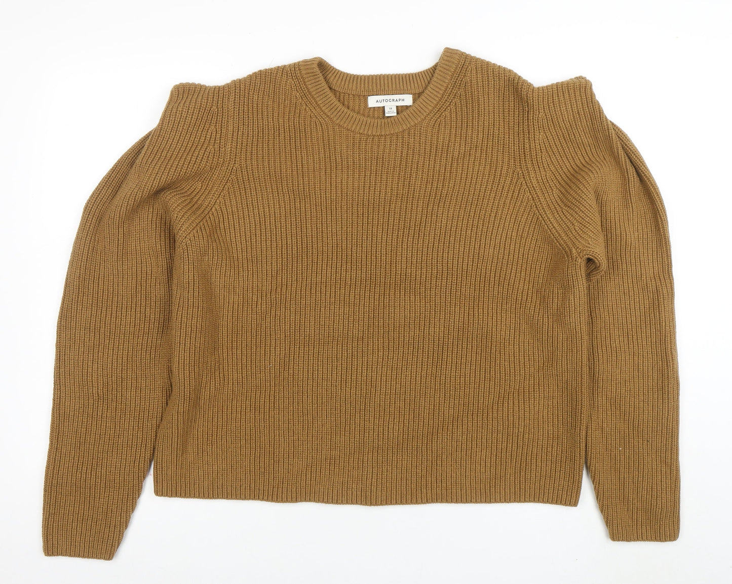 Marks and Spencer Autograph Women Beige Size 18 Ribbed Jumper
