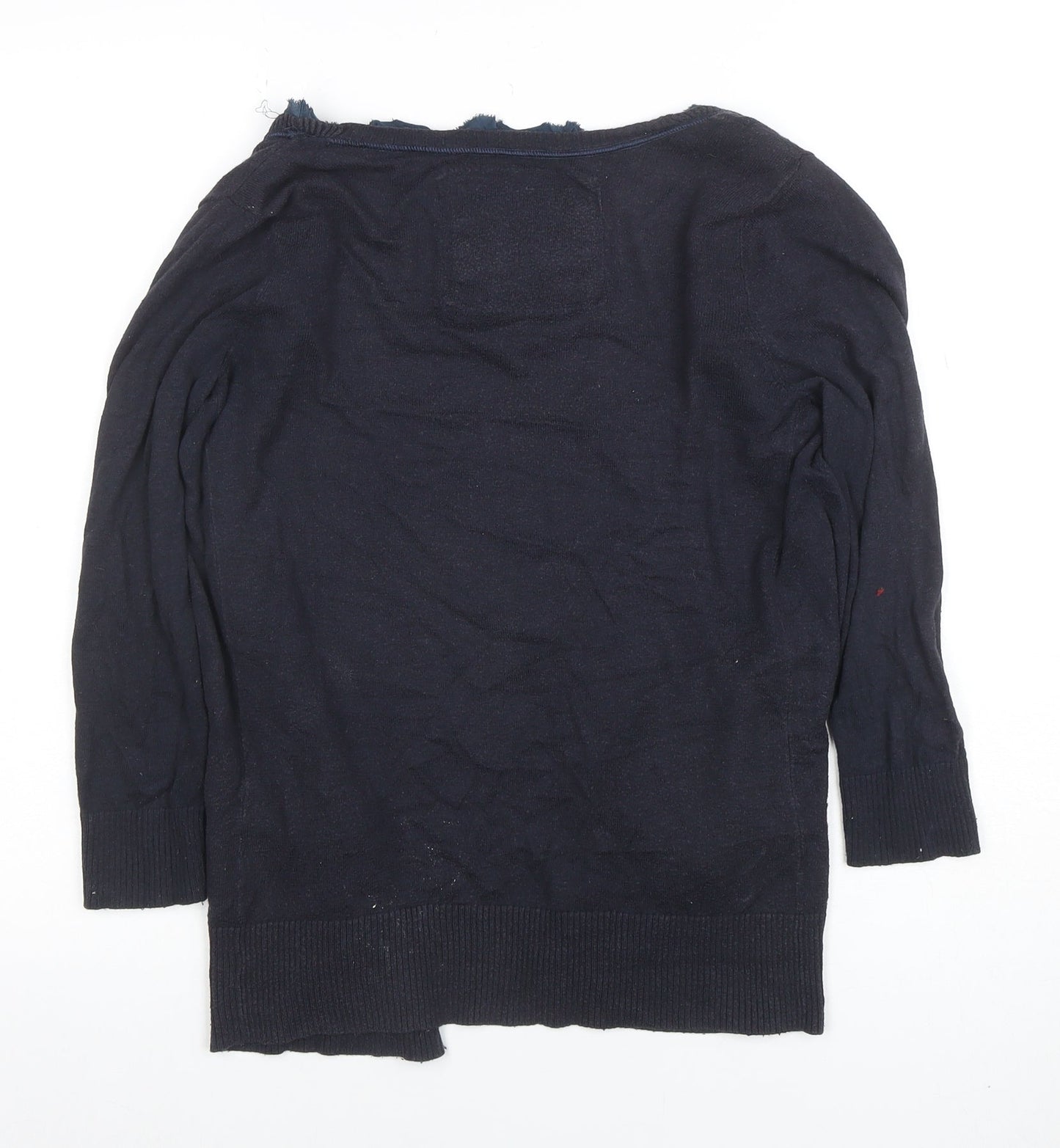 Abercrombie & Fitch Women's Blue Ruffle Edge Long Sleeve Cardigan Size S