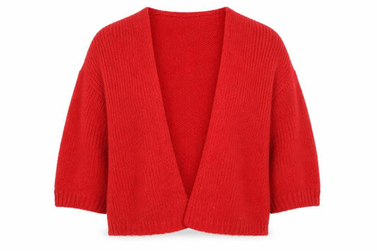 Vero Moda Women Red Chunky-Knit V-Neck Cardigan XL